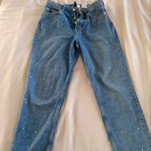 H&M High Rise Mom Jeans (rhinestones)